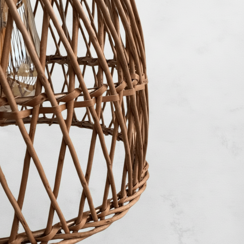 Lámpara Colgante Campana Enrejada 30x30 de Mimbre - Veta Indómita