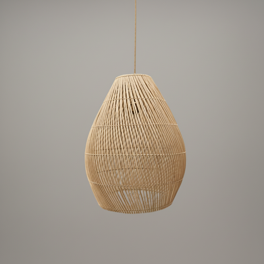 Lámpara Colgante Gota 60x48 de Mimbre Natural - Veta Indómita