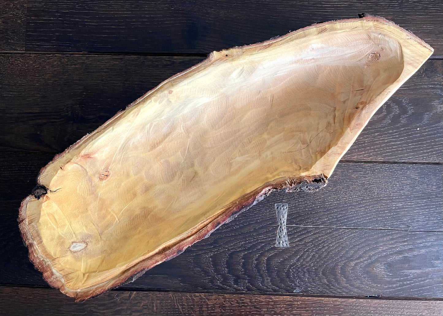 Bandeja decorativa de madera de quillay reciclada hecha a mano