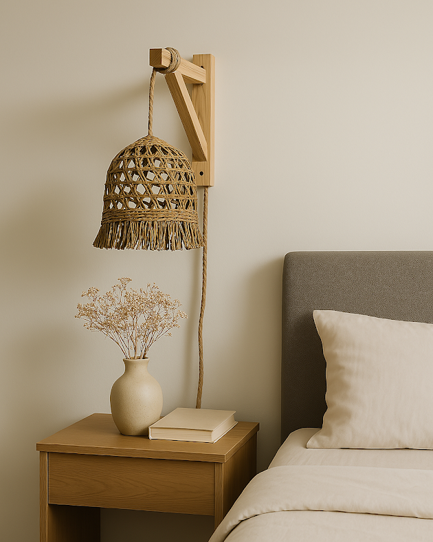 Lámpara Campana Mecha 20x25 con Soporte de Madera - Veta Indómita