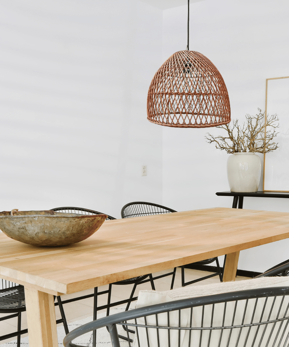 Lámpara Colgante Campana Enrejada 40x38 de Mimbre - Veta Indómita