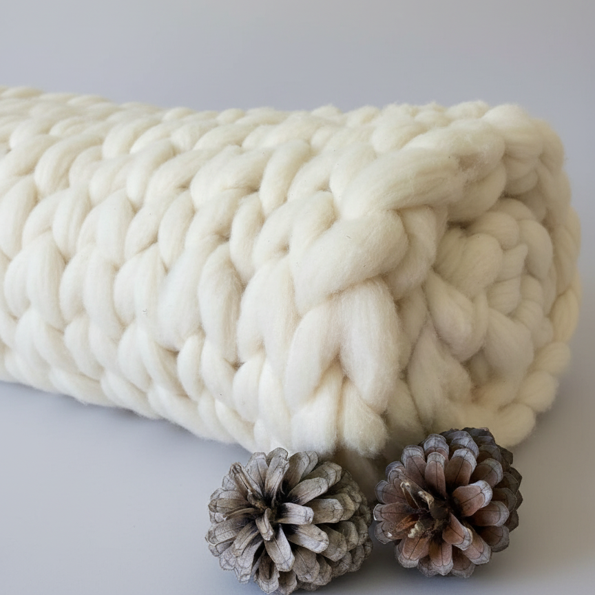Piecera XXL de Lana Natural – Manta de Invierno Hecha a Mano