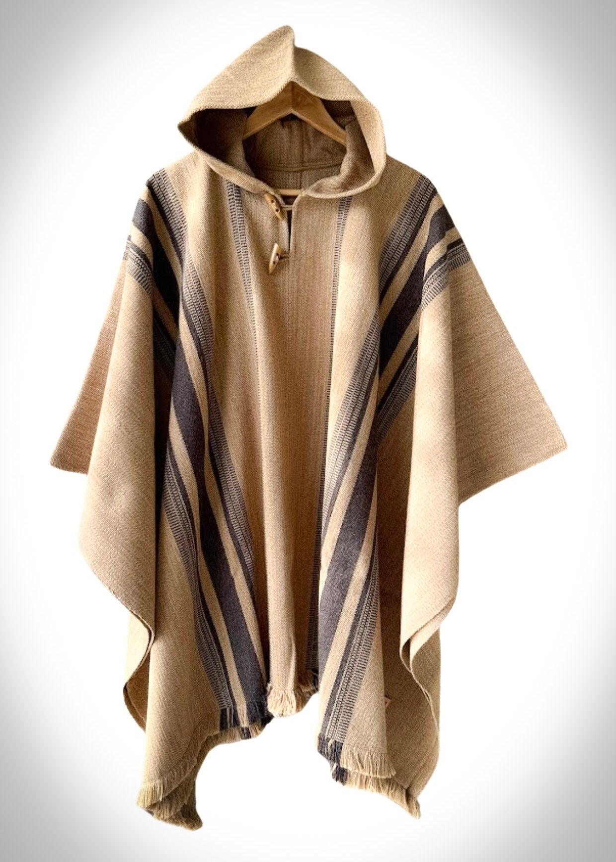 Poncho Chileno de Lana - Alpaca con Líneas - Veta Indómita