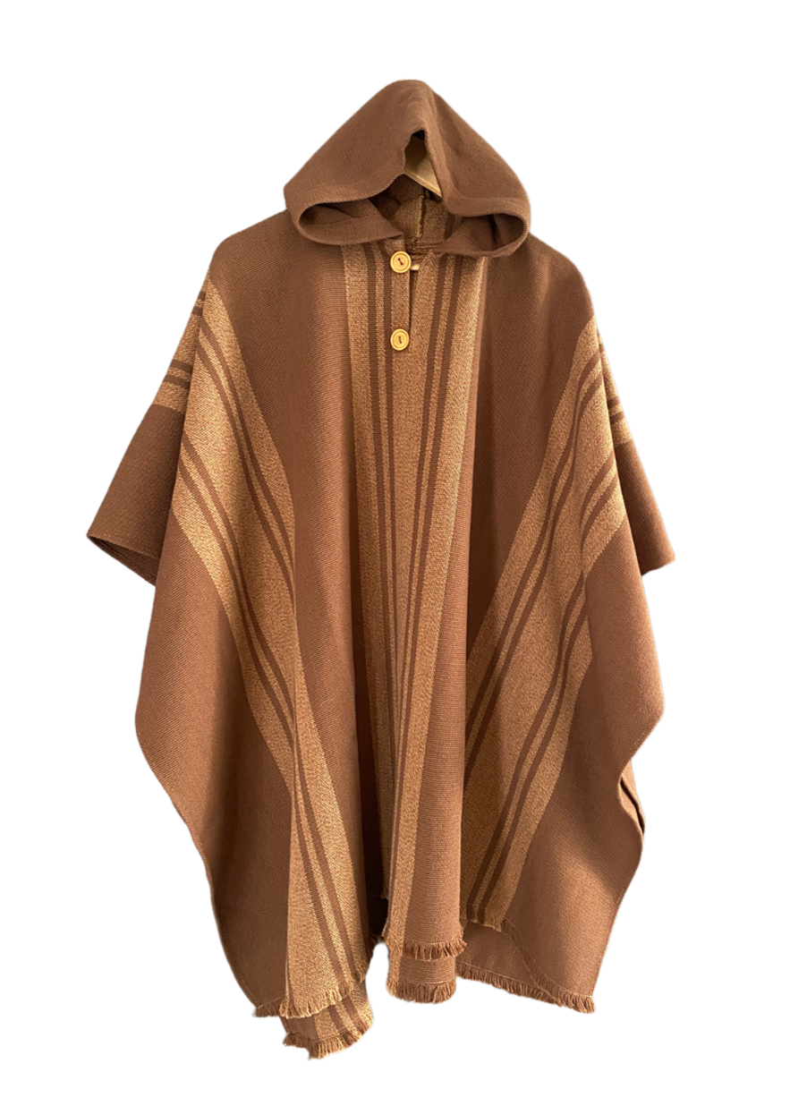 Poncho Chileno de Lana - Alpaca con Líneas - Veta Indómita