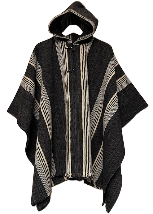 Poncho Chileno de Lana - Alpaca con Líneas - Veta Indómita
