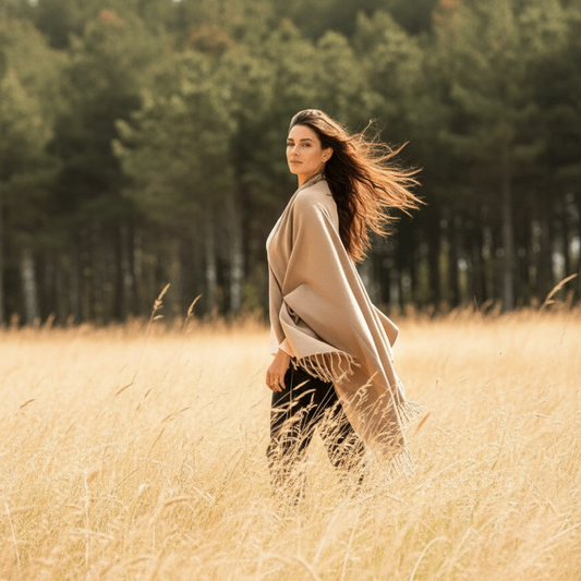 Ruana Liviana de Lana | Tejida en Telar - Veta Indómita