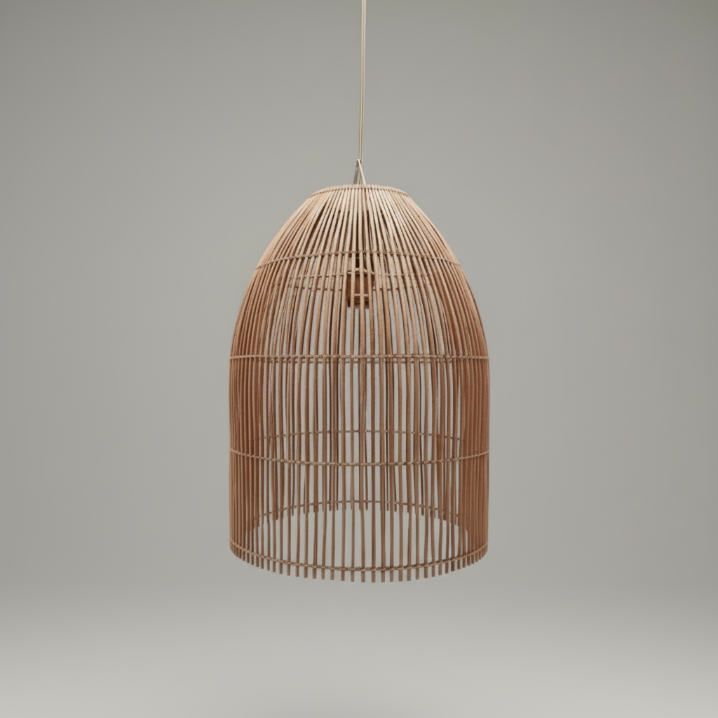 Lámpara Colgante Jaula 50x40 de Mimbre Natural - Veta Indómita