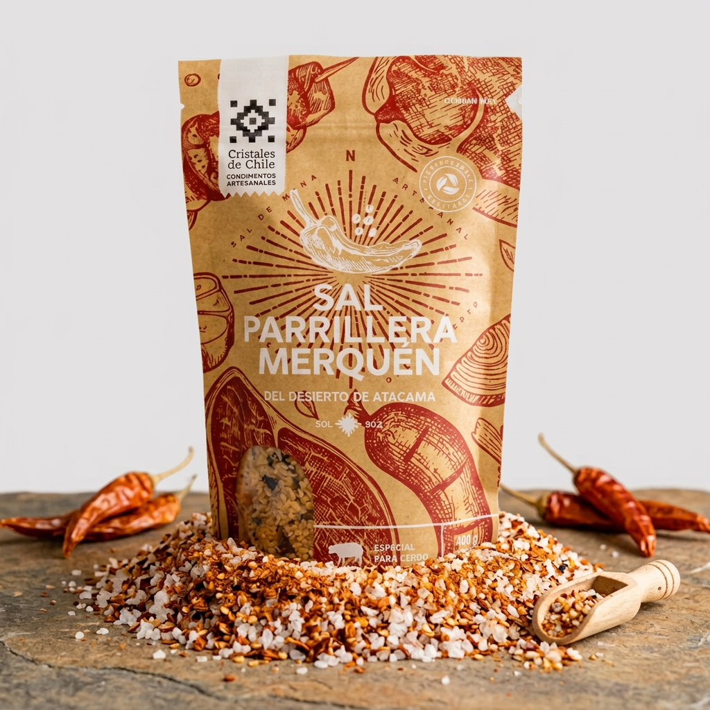 Sal Parrillera Merquén 450 gr. | Sal del Desierto de Atacama.