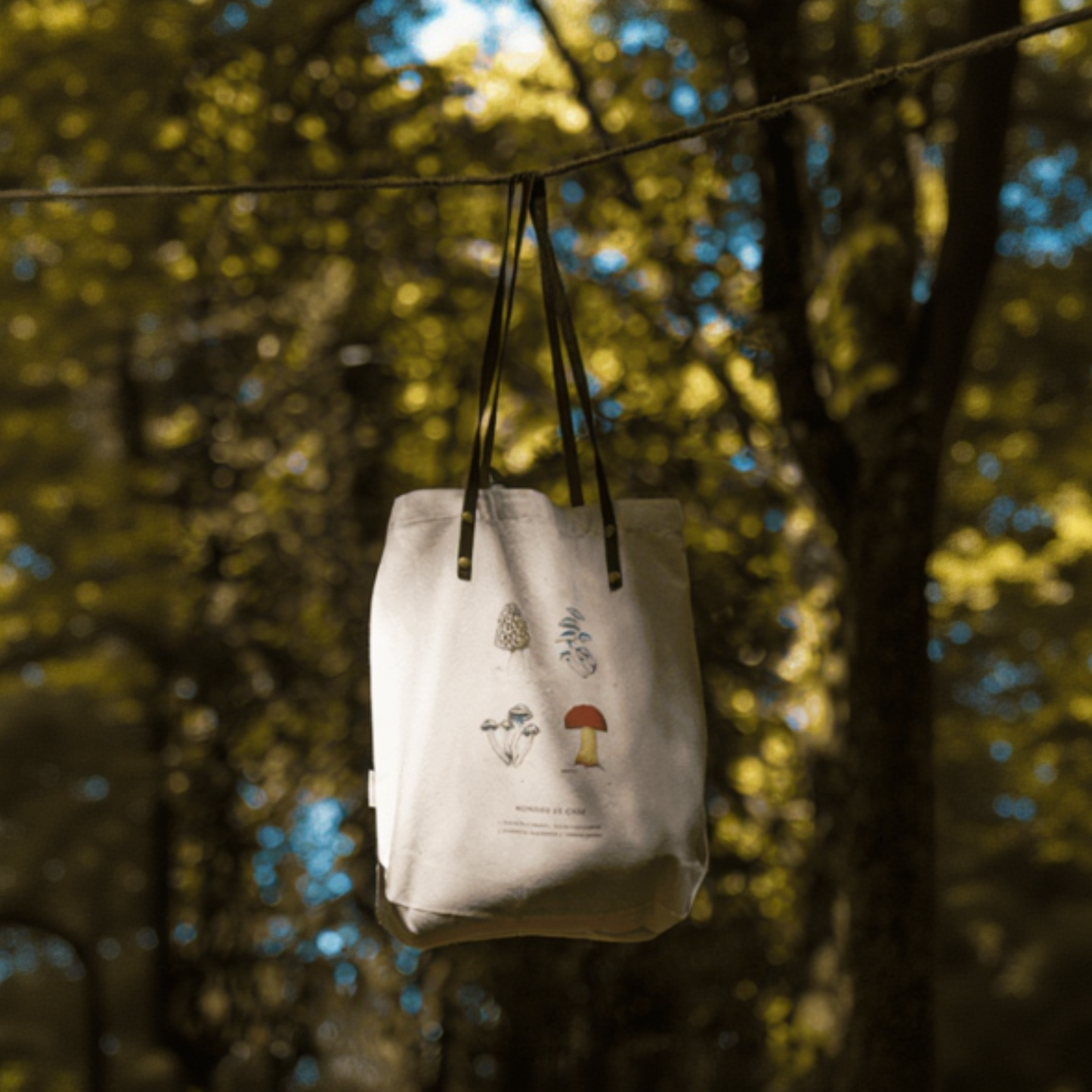 Totebag Ilustración Fauna Chilena Correa de Cuero | Bolso de Algodón Organico.