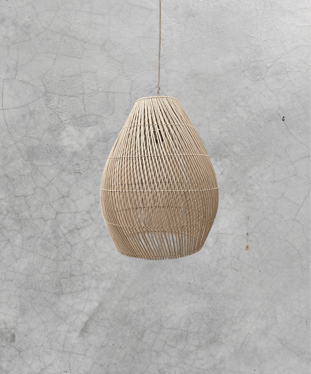 Lámpara Colgante Gota 60x48 de Mimbre Natural - Veta Indómita