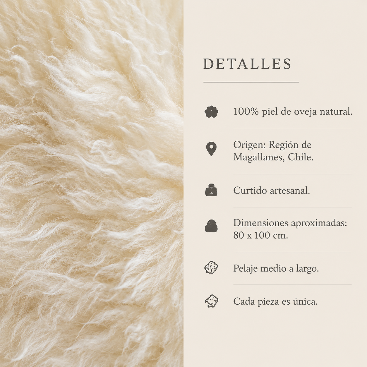 Piel de Oveja Magallanica XL | Cuero de Cordero