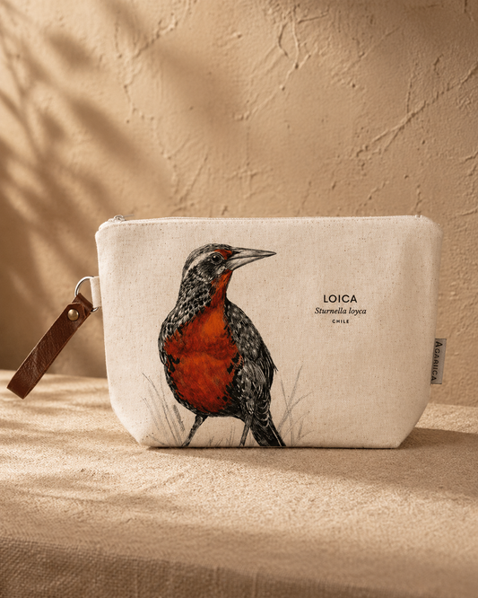Estuche Neceser de Algodón – Ilustración Fauna Chilena