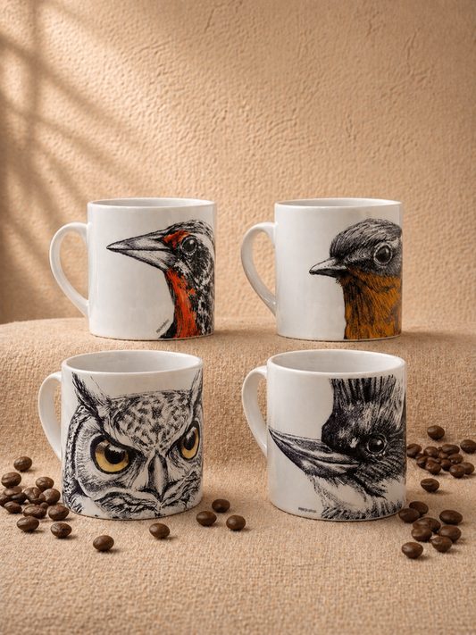 Set 4 Tazas Cerámica Flora y Fauna Chilena