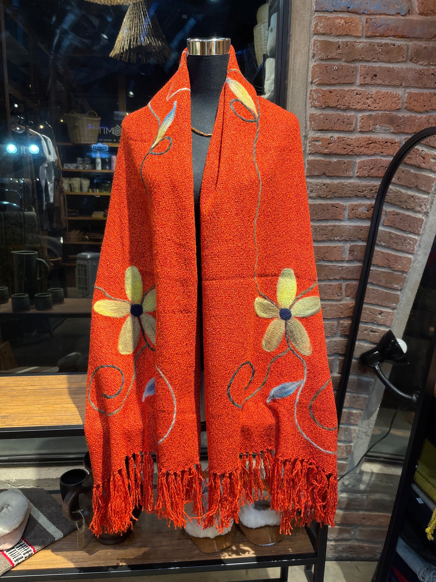 Bufanda Echarpe de Lana con Flores | Hecho a mano