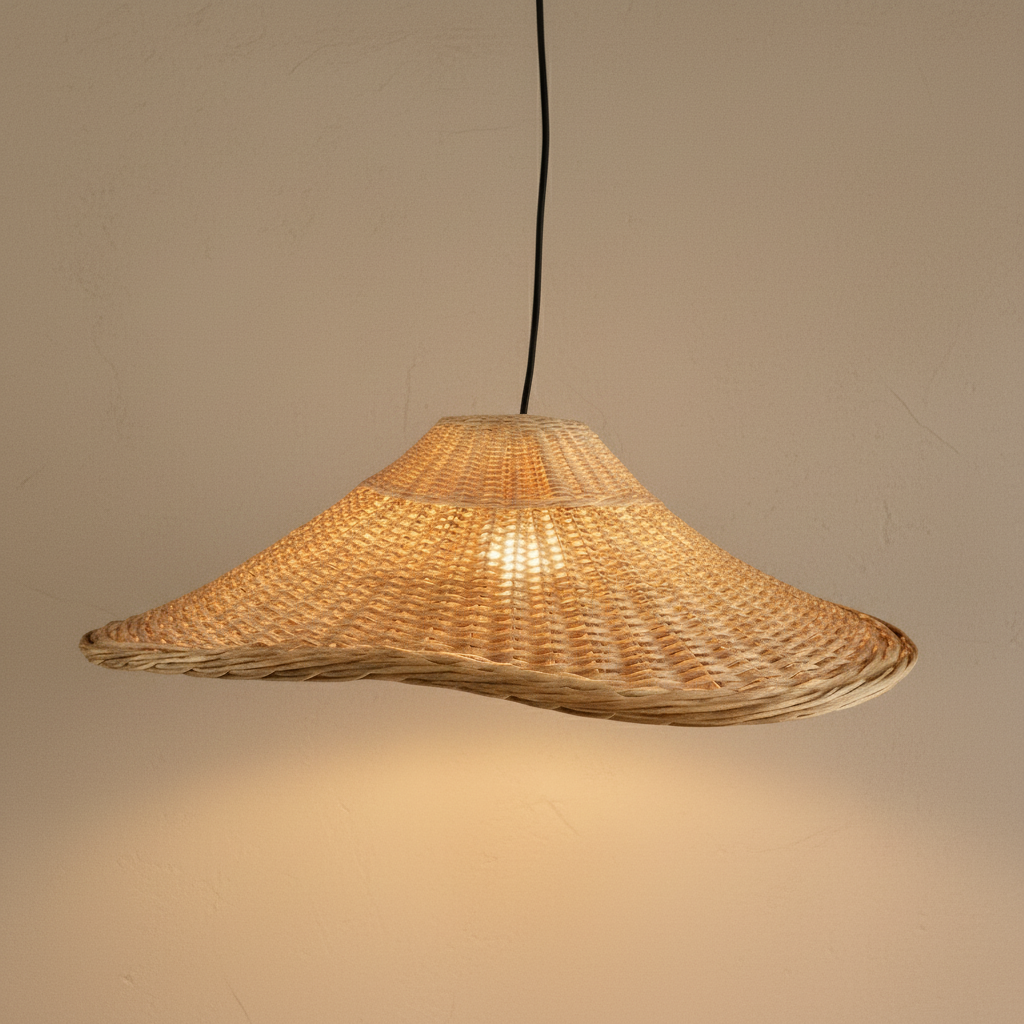 Lámpara Colgante Mantarraya Baja 50 cm de Mimbre Natural