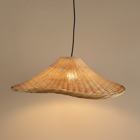 Lámpara Colgante Mantarraya Baja 50 cm de Mimbre Natural
