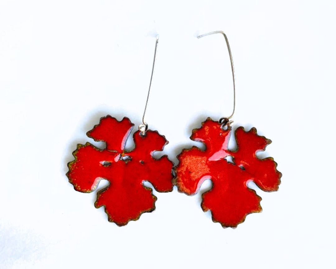 Aretes Colección Viñedo De Cobre Esmaltado Al Fuego