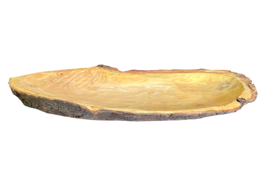 Bandeja decorativa de madera de quillay reciclada hecha a mano