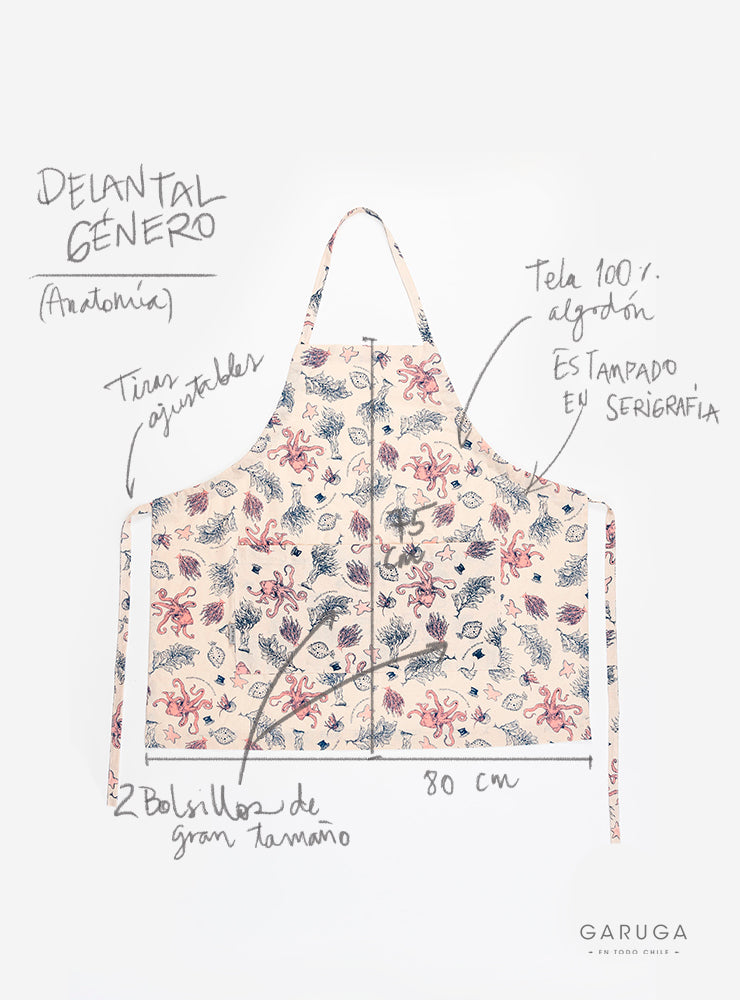 Delantal de Cocina con Serigrafía Tradicional Chilena - Veta Indómita