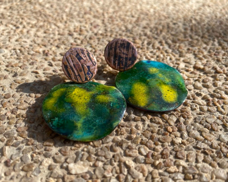 Aros de cobre esmaltado al fuego - Veta Indómita
