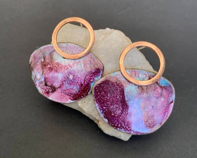 Aros de cobre esmaltado al fuego - Veta Indómita