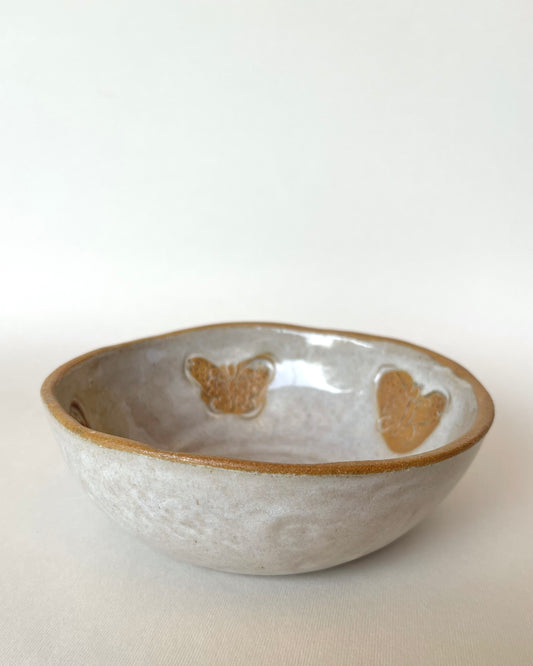 Bowls de Cerámica Gres Arena Mariposas Hecho a Mano