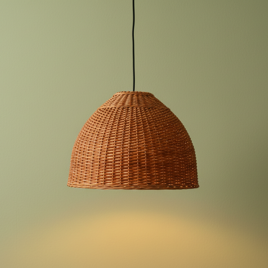 Lámpara Colgante Sombrero 40x28 de Mimbre Natural