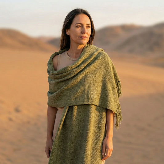 Chal Echarpe de Lana Tejido en Telar