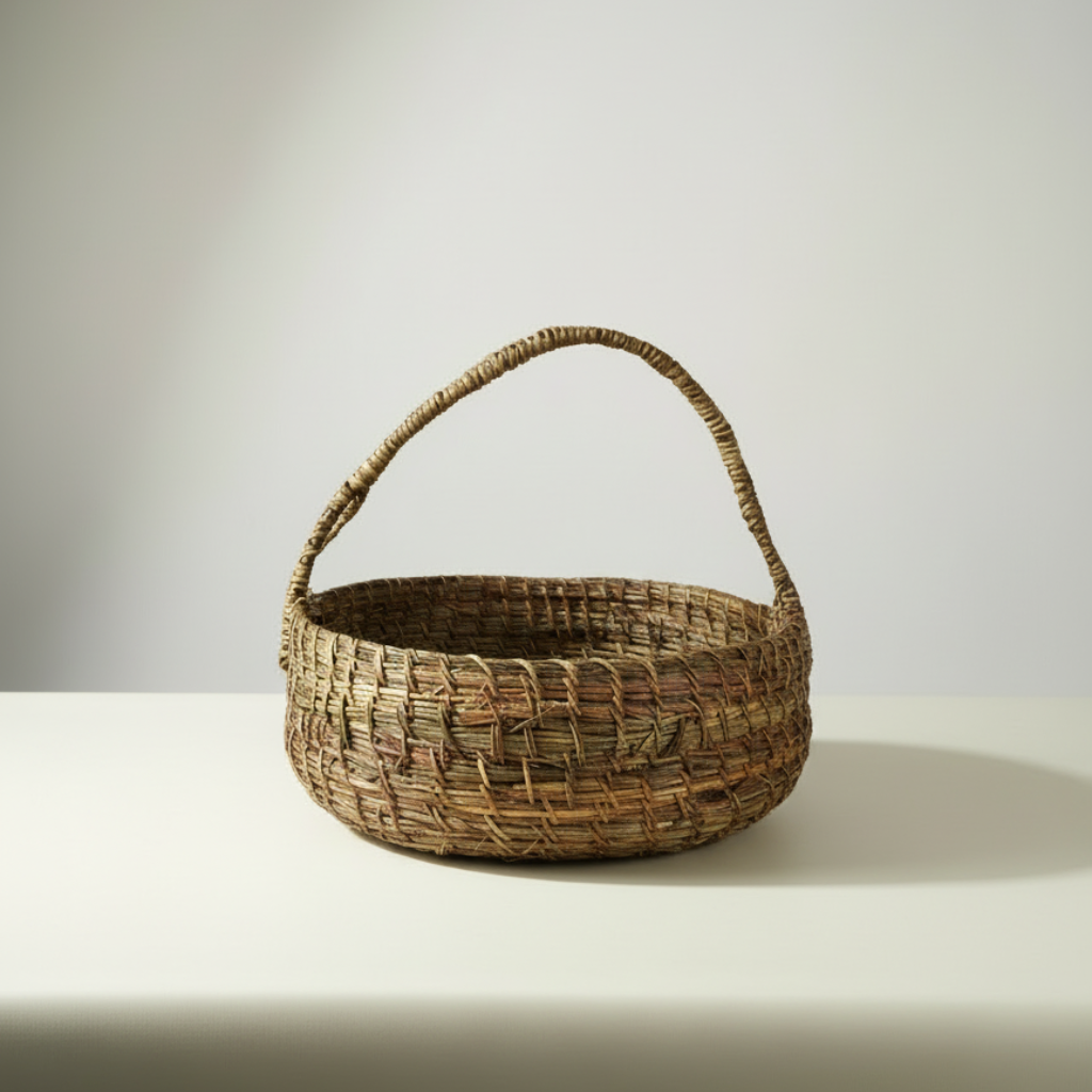 Canasta De Fibra Natural Pita Con Asa
