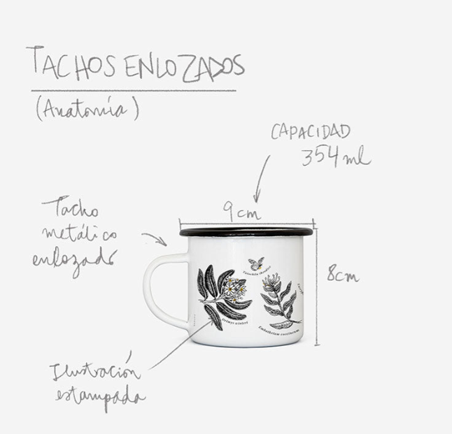 Tacho Enlozado fauna y flora de Chile | Taza Metálica Enlozada