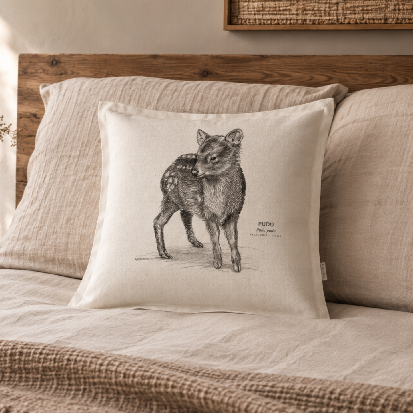 Funda de Cojín 50x50 cm – Ilustración de Fauna Chilena