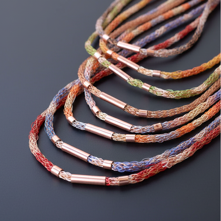 Collar Cromático de Cobre Tejido