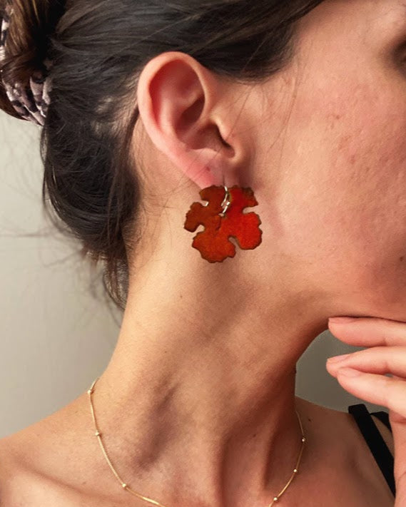 Aretes Colección Viñedo De Cobre Esmaltado Al Fuego