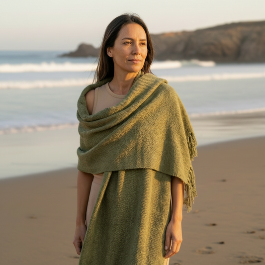 Chal Echarpe de Lana Tejido en Telar