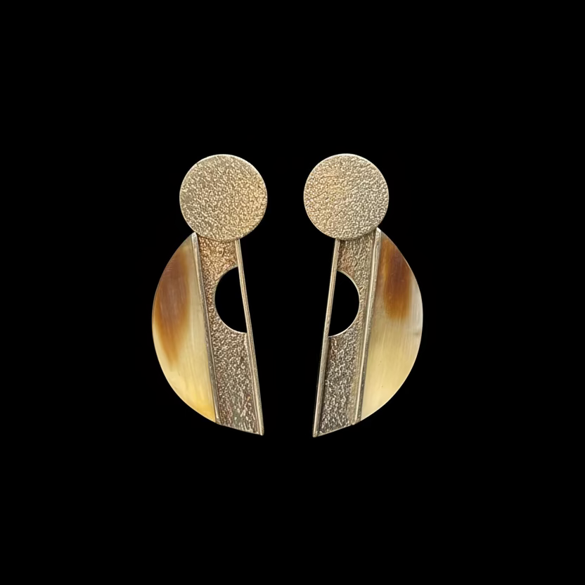 Aros Colgantes de Cacho de Buey | Semicírculo Art Déco.