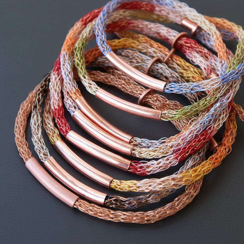 Pulsera Cromática de Cobre Tejido