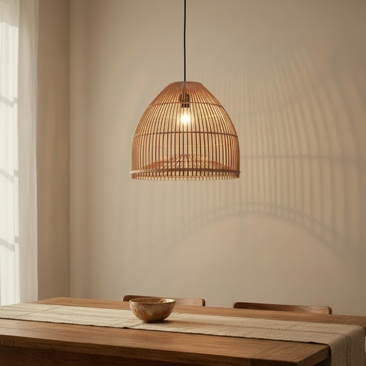 Lámpara Colgante Jaula 40x38 de Mimbre Natural