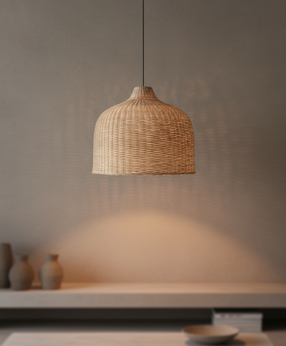 Lámpara Colgante Botellón XL 65x60 de Mimbre Natural