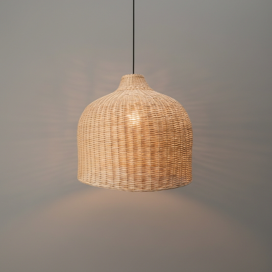 Lámpara Colgante Botellón XL 65x60 de Mimbre Natural - Veta Indómita