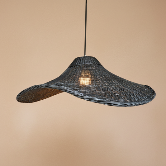 Lámpara Colgante Mantarraya Negra 100 cm de Mimbre