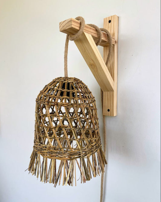 Lámpara Campana Mecha 20x25 con Soporte de Madera - Veta Indómita