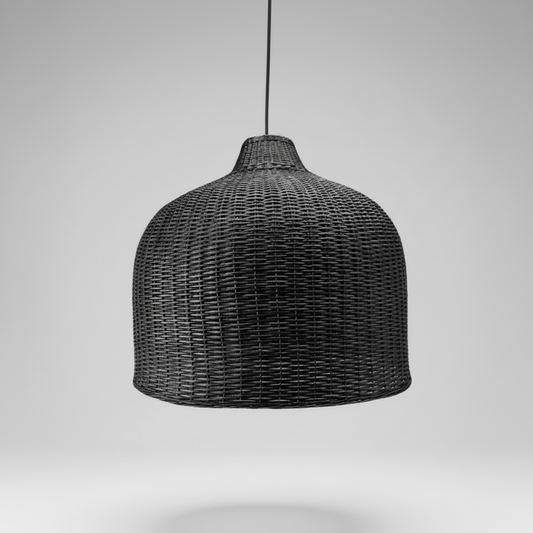 Lámpara Colgante Botellón XL Negra 65x60 de Mimbre
