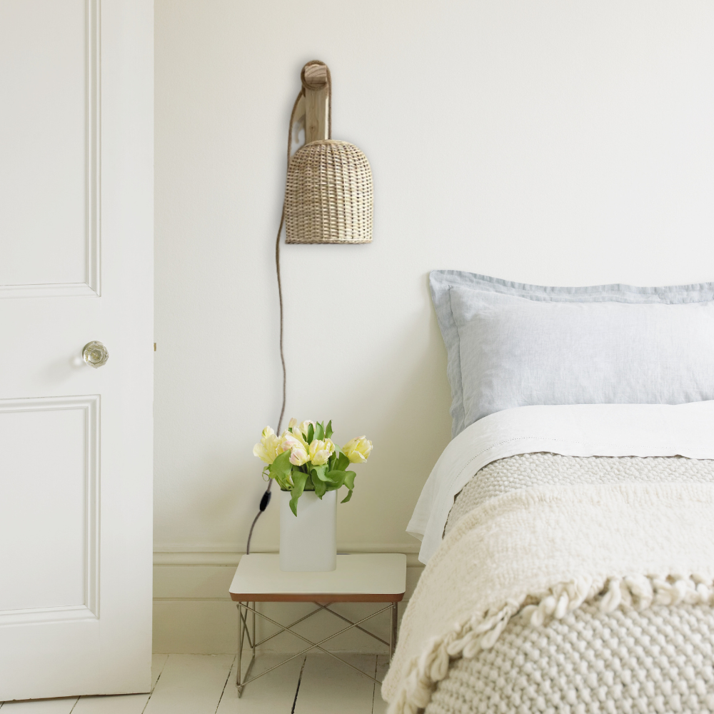 Lámpara Campana Tejida Natural 22x22 con Soporte de Madera - Veta Indómita