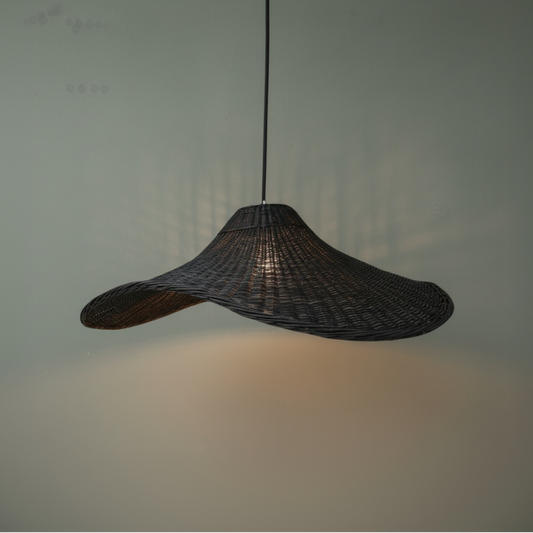 Lámpara Colgante Mantarraya 80x40 de Mimbre Negra