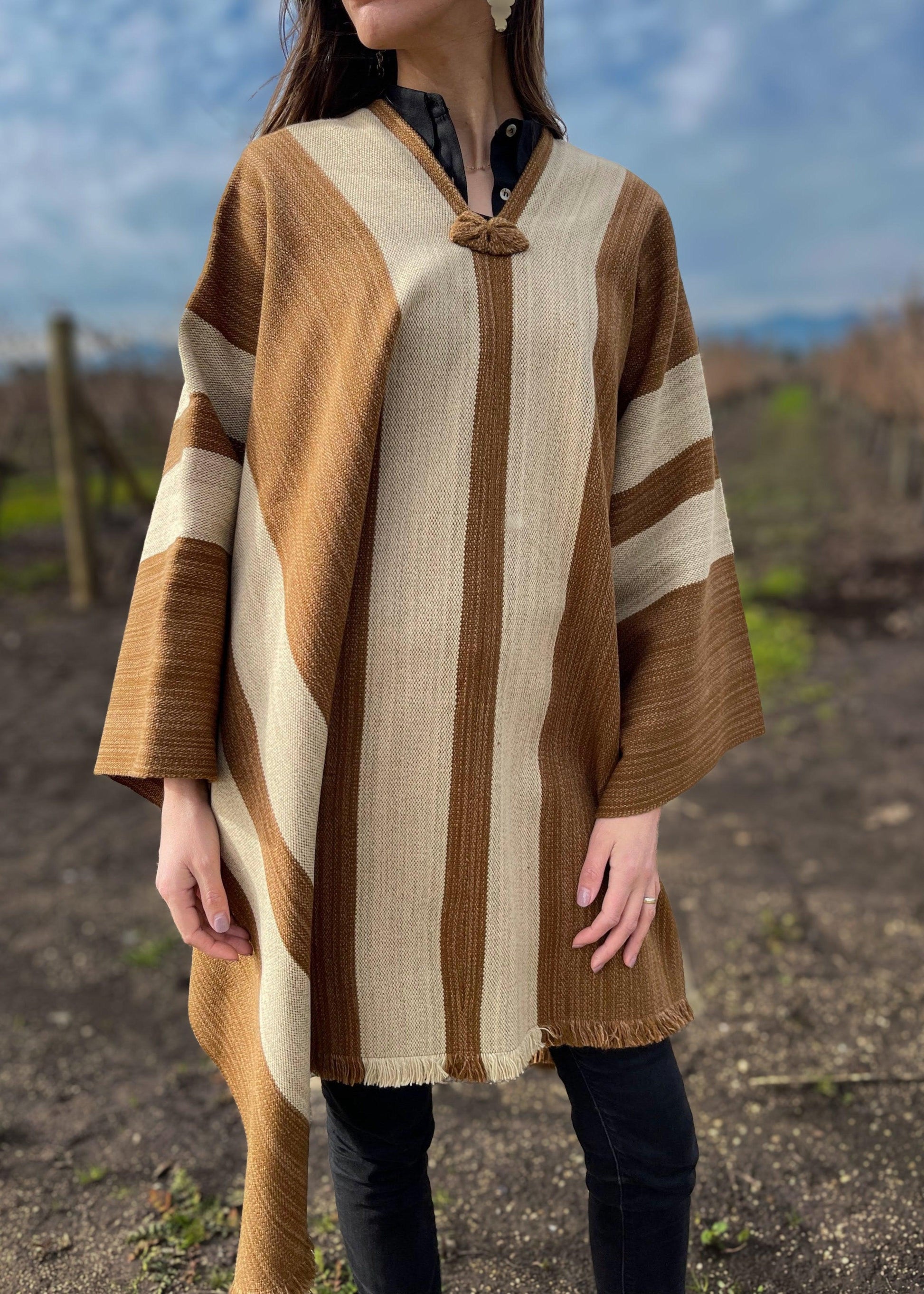 Manta Chilena Lana Alpaca con Franjas - Veta Indómita