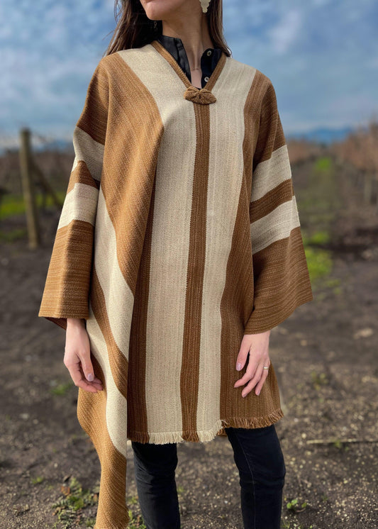 Manta Chilena Lana Alpaca con Franjas - Veta Indómita