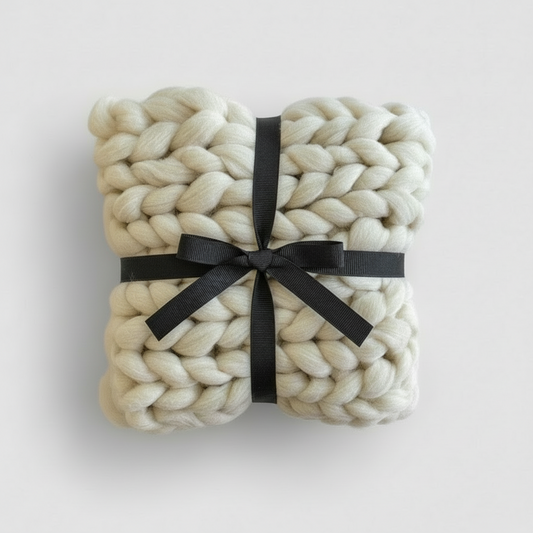 Piecera XXL de Lana Natural – Manta de Invierno Hecha a Mano