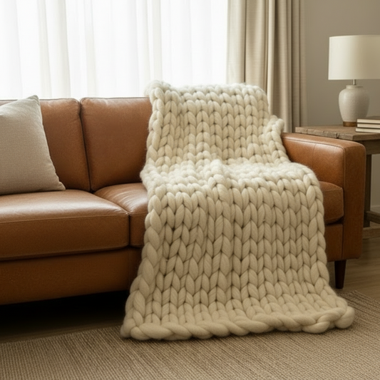 Piecera XXL de Lana Natural – Manta de Invierno Hecha a Mano