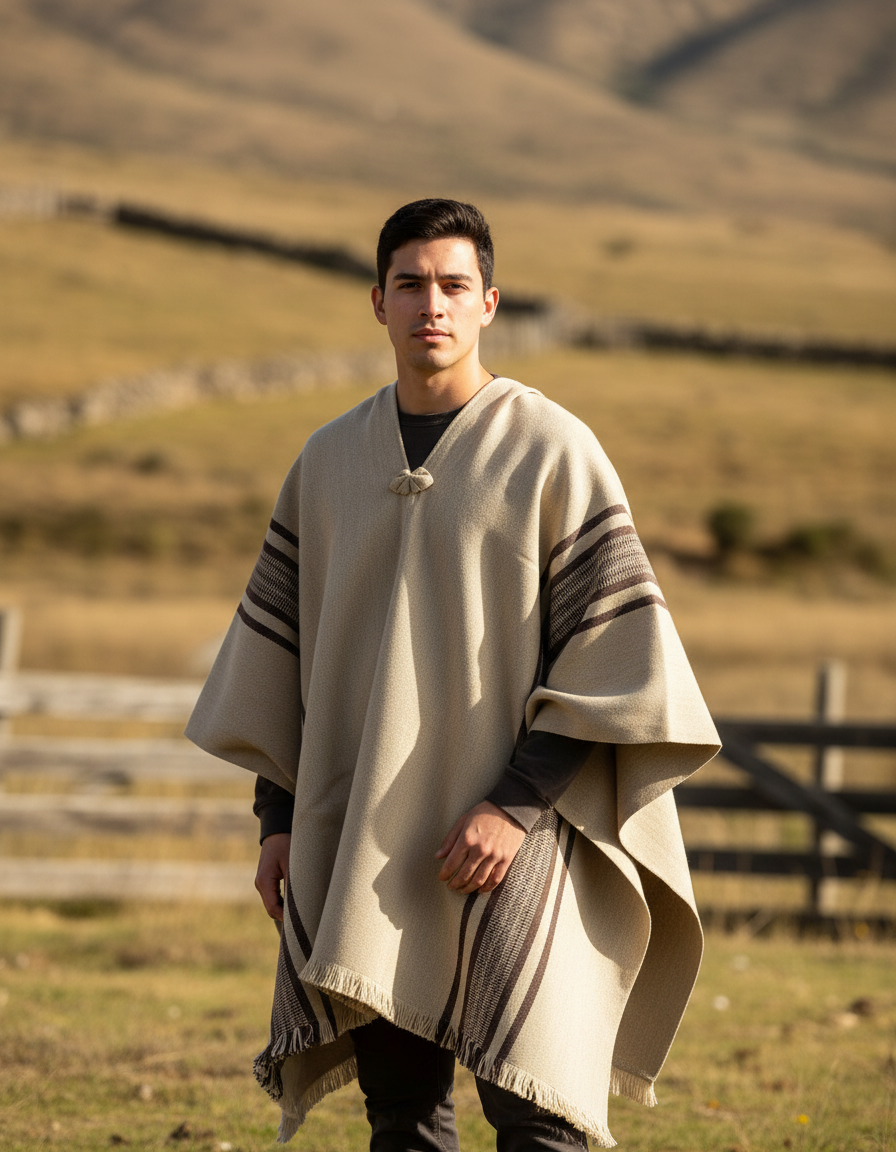 Manta Chilena Lana Alpaca con Líneas