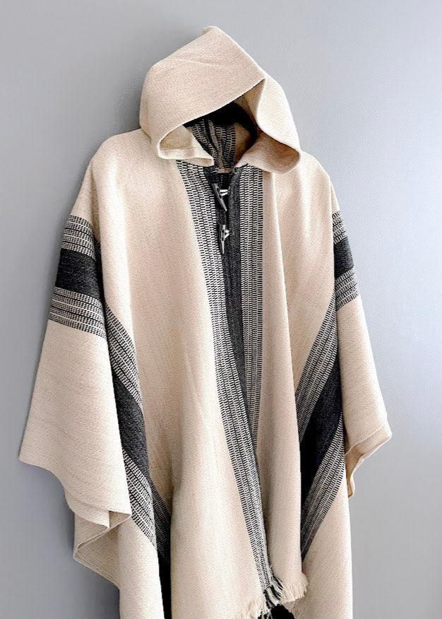 Poncho Chileno de Lana - Alpaca con Líneas - Veta Indómita